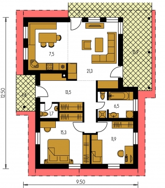 Grundriss des Erdgeschosses - BUNGALOW 111